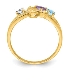 14k Genuine 3 Stone Mother's Ring - 9