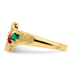 14k Genuine 3 Stone Mother's Ring - 9