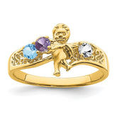 14k Genuine 3 Stone Mother's Ring - 9