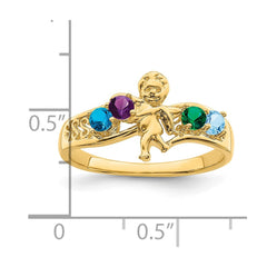 14k Genuine 4 Stone Mother's Ring - 4