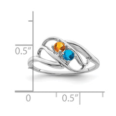 14k White Gold Genuine Family Jewelry Ring - 6