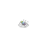 Sterling Silver Rhodium-plated Synthetic 3 Stone Mother's Ring - 48
