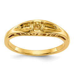14k Polished 1-Stone Mothers Ring Mounting - 6