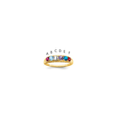 14k Genuine 6 Stone Mother's Ring - 5