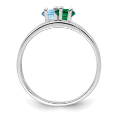 Sterling Silver Rhodium-plated Synthetic 2 Stone Mother's Ring - 2