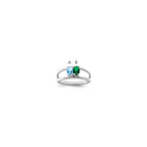 Sterling Silver Rhodium-plated Synthetic 2 Stone Mother's Ring - 2