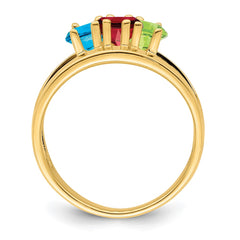 14k Genuine 3 Stone Mother's Ring - 6