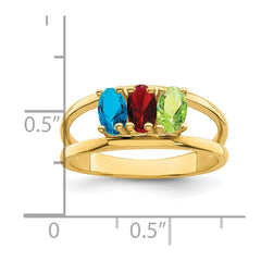 14k Polished 3-Stone Mothers Ring Mounting - 6