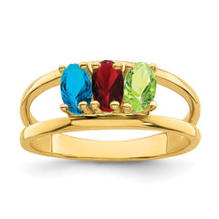 14k Genuine 3 Stone Mother's Ring - 6