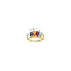 14k Polished 4-Stone Mothers Ring Mounting - 12