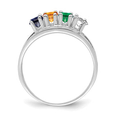 Sterling Silver Rhodium-plated Synthetic 4 Stone Mother's Ring - 17