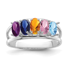 Sterling Silver Rhodium-plated Family Jewelry Ring - 62