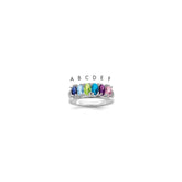 Sterling Silver Rhodium-plated Synthetic 6 Stone Mother's Ring - 23