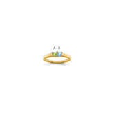 14K Family Jewelry Genuine Stone & Diamond Set Ring - 17