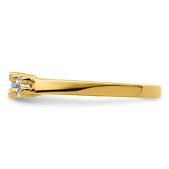 14K Family Jewelry Synthetic Stone & Diamond Set Ring
