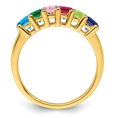 14K Family Jewelry Synthetic Stone & Diamond Set Ring - 7