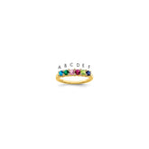 14K Family Jewelry Synthetic Stone & Diamond Set Ring - 7
