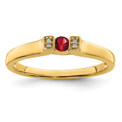 14K Family Jewelry Synthetic Stone & Diamond Set Ring - 11