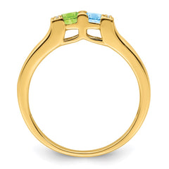14K Family Jewelry Genuine Stone & Diamond Set Ring - 11
