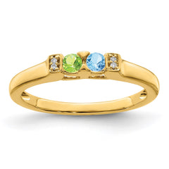 14K Family Jewelry Genuine Stone & Diamond Set Ring - 11