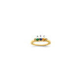 14K Family Jewelry Synthetic Stone & Diamond Set Ring - 16