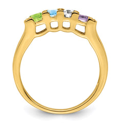 14K Family Jewelry Synthetic Stone & Diamond Set Ring - 17