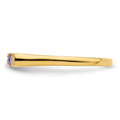 14K Family Jewelry Synthetic Stone & Diamond Set Ring - 17