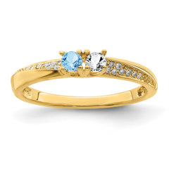 14K Family Jewelry Synthetic Stone & Diamond Set Ring - 12