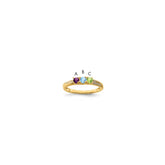 14K Family Jewelry Synthetic Stone & Diamond Set Ring - 14