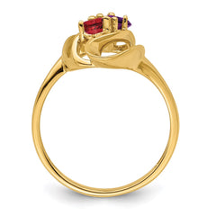 14k Genuine 2 Stone Mother's Ring - 7