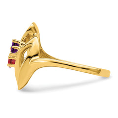 14k Genuine 2 Stone Mother's Ring - 7