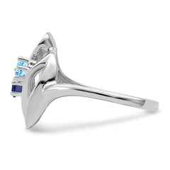 Sterling Silver Rhodium-plated Synthetic 2 Stone Mother's Ring - 31