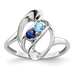 Sterling Silver Rhodium-plated Synthetic 2 Stone Mother's Ring - 31