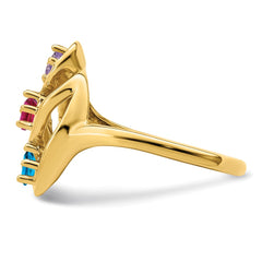 14k Genuine 3 Stone Mother's Ring - 8