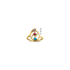14k Genuine 3 Stone Mother's Ring - 8