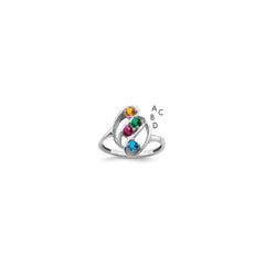 Sterling Silver Rhodium-plated Synthetic 4 Stone Mother's Ring - 26