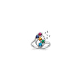 Sterling Silver Rhodium-plated Synthetic 5 Stone Mother's Ring - 23