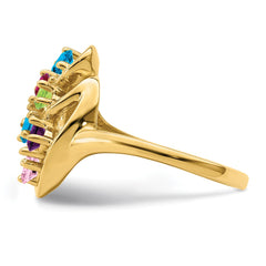 14k Genuine 6 Stone Mother's Ring - 6