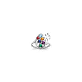 Sterling Silver Rhodium-plated Synthetic 6 Stone Mother's Ring - 36