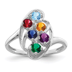 14k White Gold Synthetic Family Jewelry Ring - 54