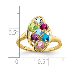 14k Polished 7-Stone Mothers Ring Mounting - 3