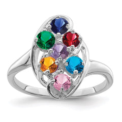Sterling Silver Rhodium-plated Family Jewelry Ring - 55