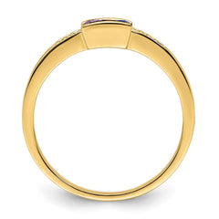 14K Family Jewelry Genuine Stone & Diamond Set Ring - 29