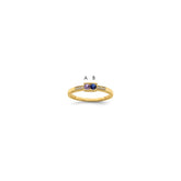 14K Family Jewelry Synthetic Stone & Diamond Set Ring - 26