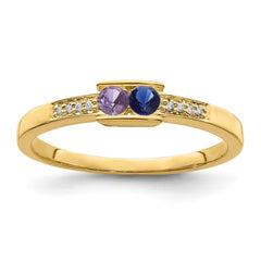 14K Family Jewelry Genuine Stone & Diamond Set Ring - 29