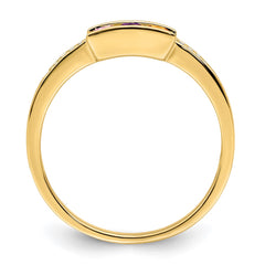 14K Family Jewelry Synthetic Stone & Diamond Set Ring - 27