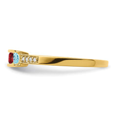 14K Family Jewelry Synthetic Stone & Diamond Set Ring - 27