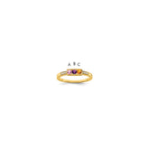 14K Family Jewelry Synthetic Stone & Diamond Set Ring - 27