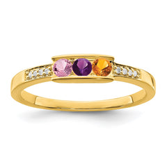 14K Family Jewelry Synthetic Stone & Diamond Set Ring - 27