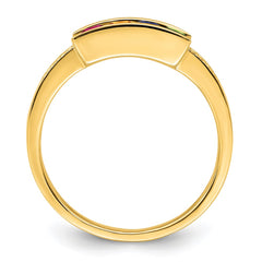 14K Family Jewelry Synthetic Stone & Diamond Set Ring - 6